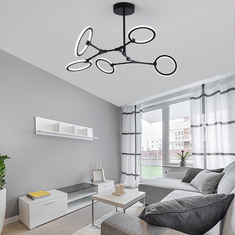 Contemporary Branch Metal Pendant Light 5 Heads Hanging Chandelier Light in Black Clearhalo 'Ceiling Lights' 'Chandeliers' 'Modern Chandeliers' 'Modern' Lighting' 294020