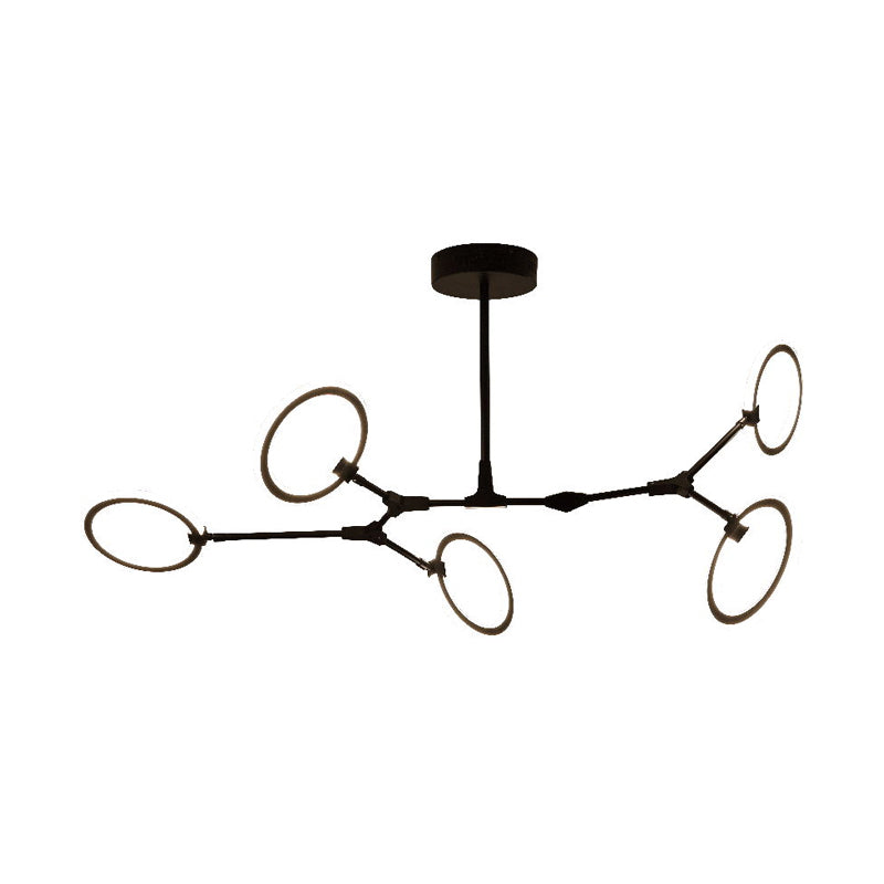 Contemporary Branch Metal Pendant Light 5 Heads Hanging Chandelier Light in Black Clearhalo 'Ceiling Lights' 'Chandeliers' 'Modern Chandeliers' 'Modern' Lighting' 294021