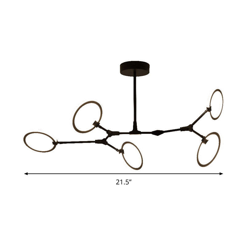 Contemporary Branch Metal Pendant Light 5 Heads Hanging Chandelier Light in Black Clearhalo 'Ceiling Lights' 'Chandeliers' 'Modern Chandeliers' 'Modern' Lighting' 294022