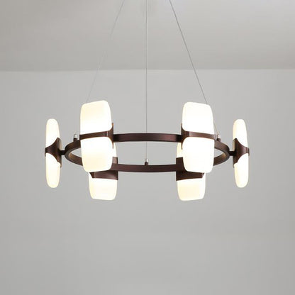 26"/30" Wide Circular Pendant Light Kit Modern Metal 8 Lights Coffee Hanging Chandelier Coffee 26" Clearhalo 'Ceiling Lights' 'Chandeliers' 'Modern Chandeliers' 'Modern' Lighting' 294036