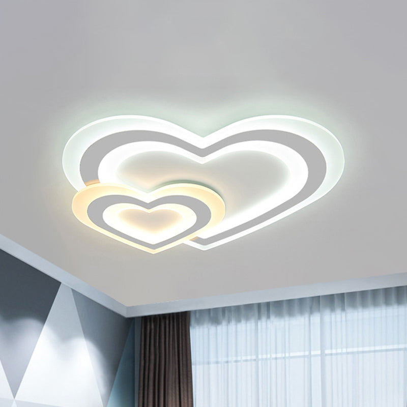 White Loving Heart Flush Mount Light Modern Romantic LED Acrylic Ceiling Lighting White Clearhalo 'Ceiling Lights' 'Close To Ceiling Lights' 'Close to ceiling' 'Flush mount' Lighting' 294040