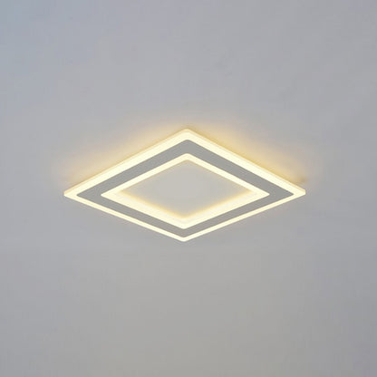 Minimalist Square Frame Ceiling Lamp Metallic LED White Bedroom Flush Lighting in Warm/White Light White Clearhalo 'Ceiling Lights' 'Close To Ceiling Lights' 'Close to ceiling' 'Flush mount' Lighting' 294072