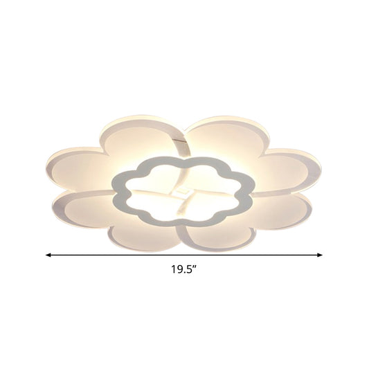 16"/19.5" W Acrylic Flower Flush Mount Light Modern Stylish White LED Ceiling Lamp in White/3 Color Light Clearhalo 'Ceiling Lights' 'Close To Ceiling Lights' 'Close to ceiling' 'Flush mount' Lighting' 294130