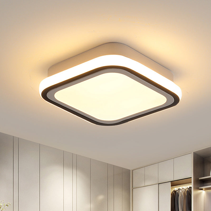 LED Corridor Ceiling Flush Light Minimalist Black Flush Light Fixture with Round/Square Metal Shade in White/3 Color Light Clearhalo 'Ceiling Lights' 'Close To Ceiling Lights' 'Close to ceiling' 'Flush mount' Lighting' 294165