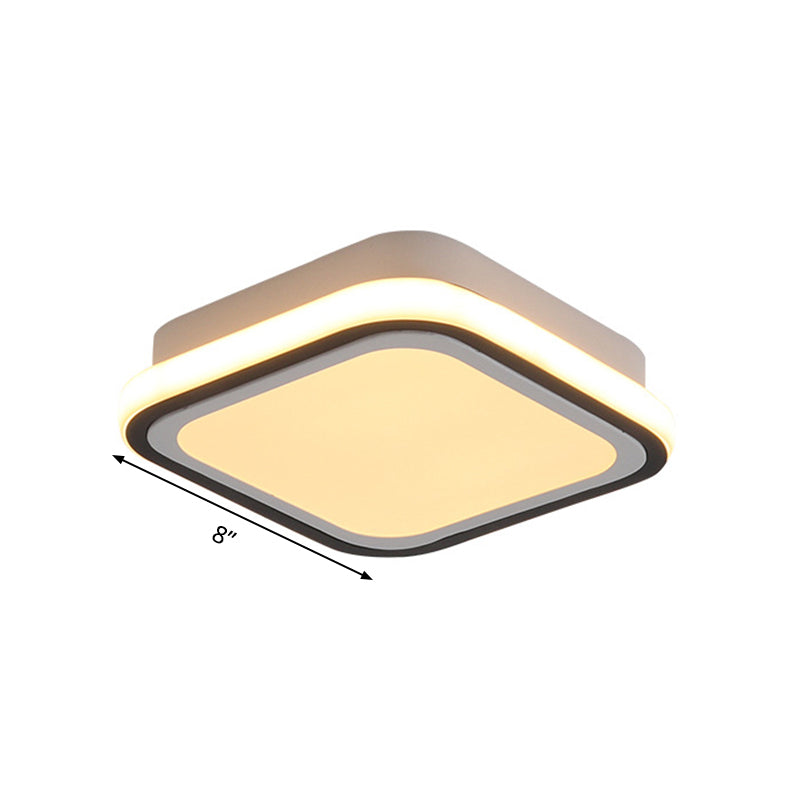 LED Corridor Ceiling Flush Light Minimalist Black Flush Light Fixture with Round/Square Metal Shade in White/3 Color Light Clearhalo 'Ceiling Lights' 'Close To Ceiling Lights' 'Close to ceiling' 'Flush mount' Lighting' 294169