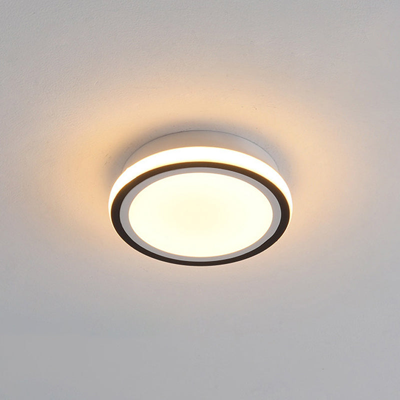 LED Corridor Ceiling Flush Light Minimalist Black Flush Light Fixture with Round/Square Metal Shade in White/3 Color Light Clearhalo 'Ceiling Lights' 'Close To Ceiling Lights' 'Close to ceiling' 'Flush mount' Lighting' 294172