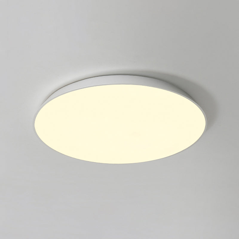 16.5"/20.5"/24.5" Dia White Tray Ceiling Lamp Contemporary LED Metallic Flush Mount Light for Bedroom White Clearhalo 'Ceiling Lights' 'Close To Ceiling Lights' 'Close to ceiling' 'Flush mount' Lighting' 294226