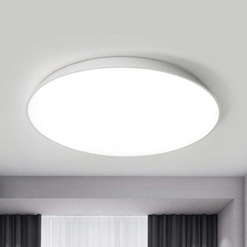 16.5"/20.5"/24.5" Dia White Tray Ceiling Lamp Contemporary LED Metallic Flush Mount Light for Bedroom Clearhalo 'Ceiling Lights' 'Close To Ceiling Lights' 'Close to ceiling' 'Flush mount' Lighting' 294227