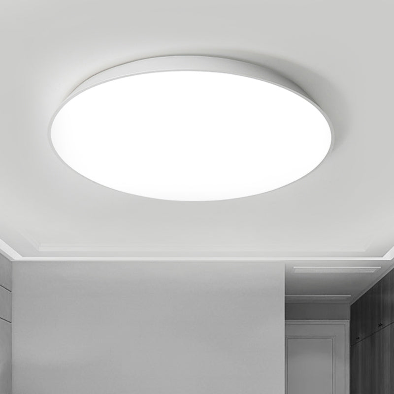 16.5"/20.5"/24.5" Dia White Tray Ceiling Lamp Contemporary LED Metallic Flush Mount Light for Bedroom Clearhalo 'Ceiling Lights' 'Close To Ceiling Lights' 'Close to ceiling' 'Flush mount' Lighting' 294228