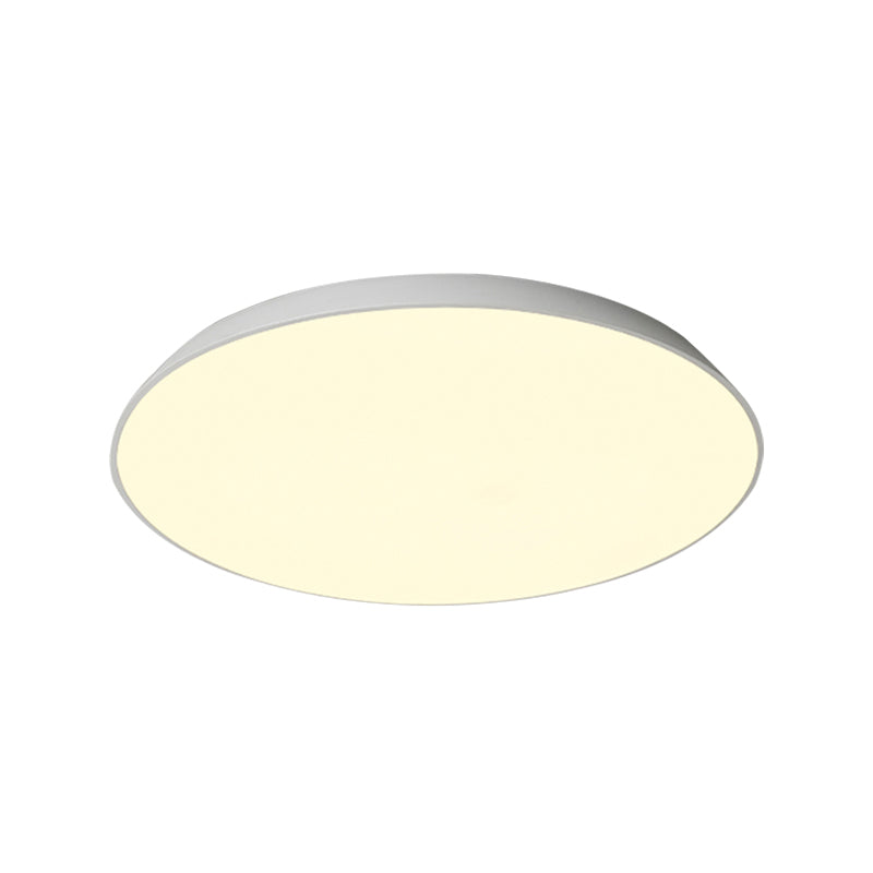 16.5"/20.5"/24.5" Dia White Tray Ceiling Lamp Contemporary LED Metallic Flush Mount Light for Bedroom Clearhalo 'Ceiling Lights' 'Close To Ceiling Lights' 'Close to ceiling' 'Flush mount' Lighting' 294230