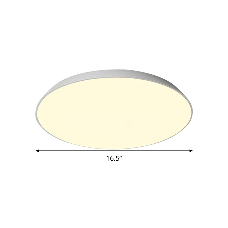 16.5"/20.5"/24.5" Dia White Tray Ceiling Lamp Contemporary LED Metallic Flush Mount Light for Bedroom Clearhalo 'Ceiling Lights' 'Close To Ceiling Lights' 'Close to ceiling' 'Flush mount' Lighting' 294231
