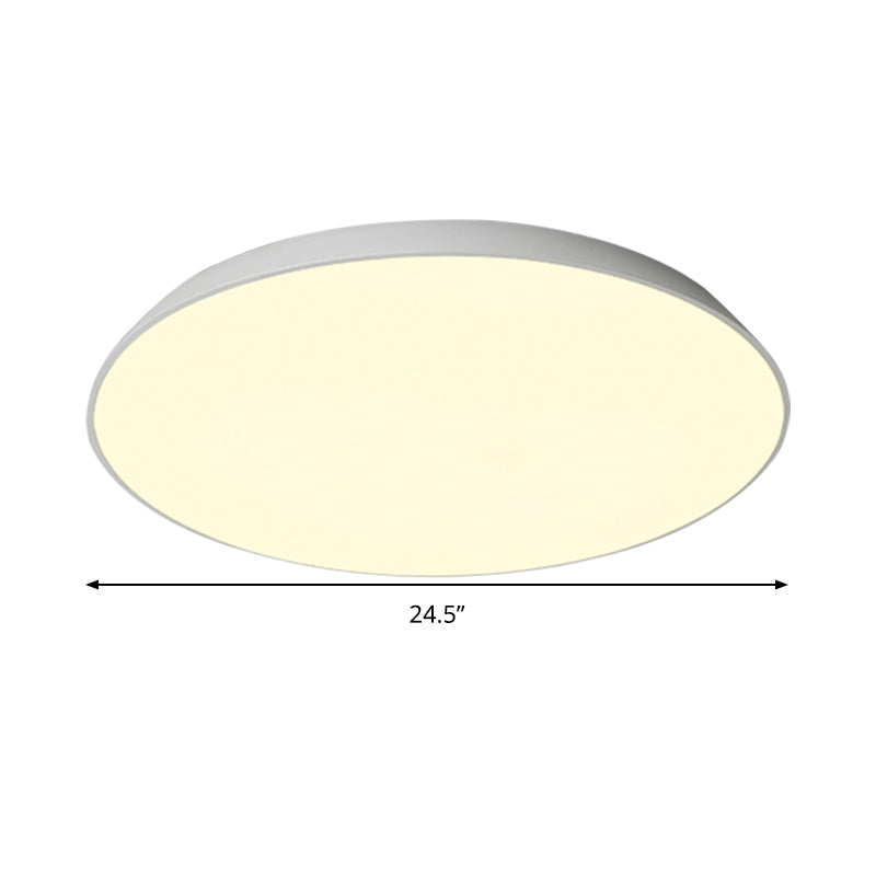 16.5"/20.5"/24.5" Dia White Tray Ceiling Lamp Contemporary LED Metallic Flush Mount Light for Bedroom Clearhalo 'Ceiling Lights' 'Close To Ceiling Lights' 'Close to ceiling' 'Flush mount' Lighting' 294233