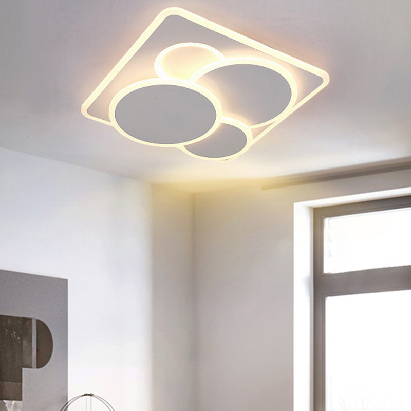 Geometric Flush Light Fixture Simple Acrylic White LED Ceiling Mounted Light in Warm/White Light