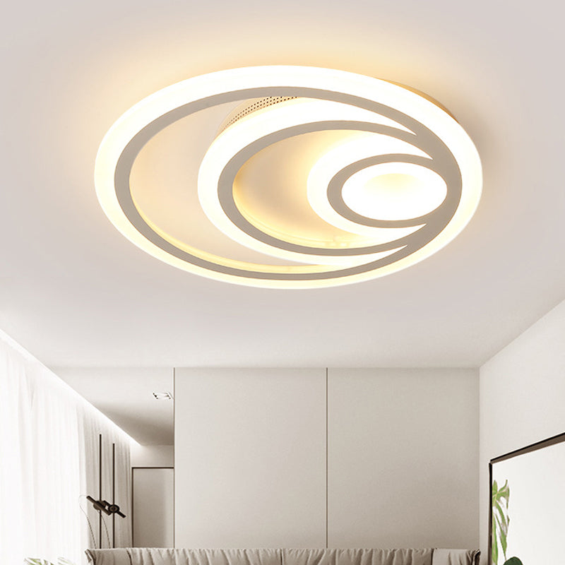 16"/19.5" Wide Ripple Acrylic Flush Mount Light Minimalist White LED Ceiling Lighting, Warm/White/3 Color Light Clearhalo 'Ceiling Lights' 'Close To Ceiling Lights' 'Close to ceiling' 'Flush mount' Lighting' 294359