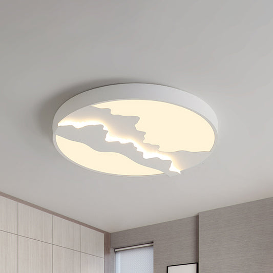 16"/19.5" Wide Mountain View Flush Light Fixture Simple Metal Gray/White LED Ceiling Mounted Light in Warm/White Light Clearhalo 'Ceiling Lights' 'Close To Ceiling Lights' 'Close to ceiling' 'Flush mount' Lighting' 294391