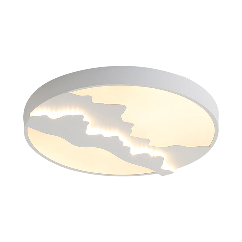 16"/19.5" Wide Mountain View Flush Light Fixture Simple Metal Gray/White LED Ceiling Mounted Light in Warm/White Light Clearhalo 'Ceiling Lights' 'Close To Ceiling Lights' 'Close to ceiling' 'Flush mount' Lighting' 294393