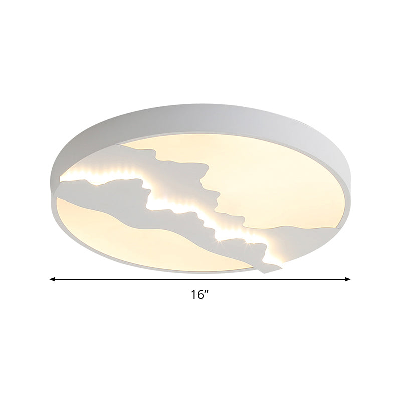 16"/19.5" Wide Mountain View Flush Light Fixture Simple Metal Gray/White LED Ceiling Mounted Light in Warm/White Light Clearhalo 'Ceiling Lights' 'Close To Ceiling Lights' 'Close to ceiling' 'Flush mount' Lighting' 294394