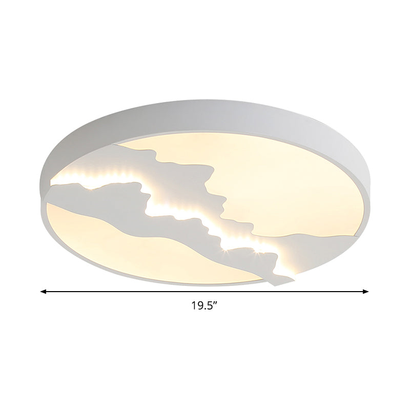 16"/19.5" Wide Mountain View Flush Light Fixture Simple Metal Gray/White LED Ceiling Mounted Light in Warm/White Light Clearhalo 'Ceiling Lights' 'Close To Ceiling Lights' 'Close to ceiling' 'Flush mount' Lighting' 294395