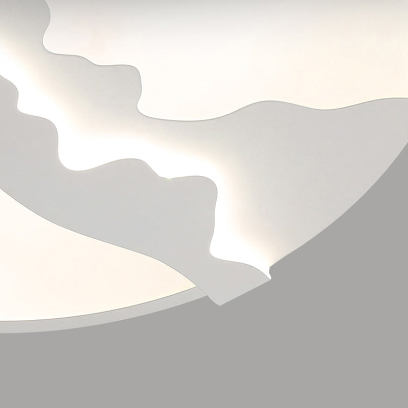 16"/19.5" Wide Mountain View Flush Light Fixture Simple Metal Gray/White LED Ceiling Mounted Light in Warm/White Light Clearhalo 'Ceiling Lights' 'Close To Ceiling Lights' 'Close to ceiling' 'Flush mount' Lighting' 294396