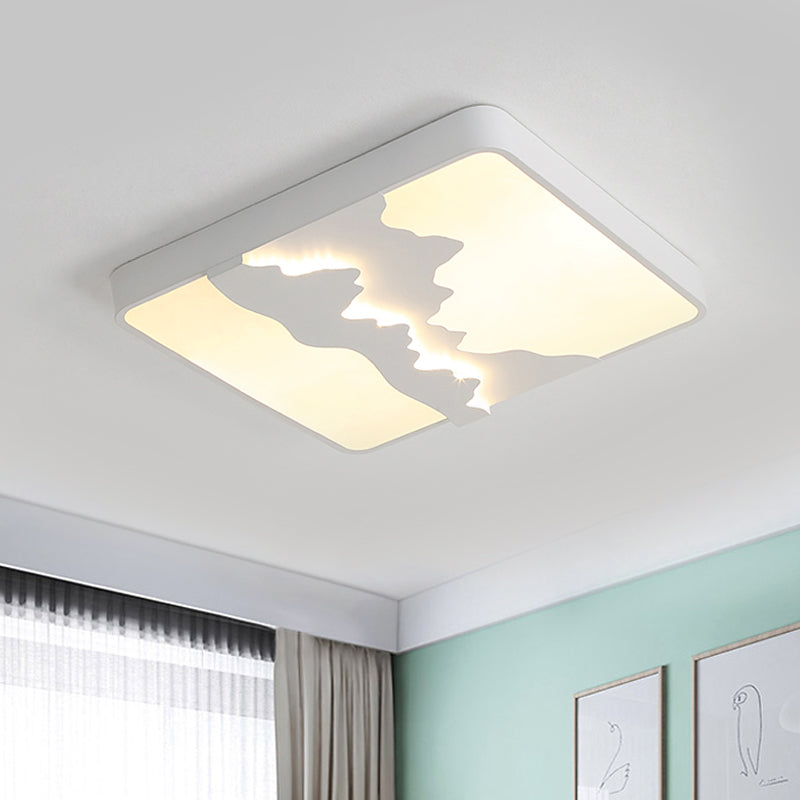 Metal Square Ceiling Lighting Modern Gray/White 16"/19.5" Wide LED Flush Mount Lamp, Warm/White Light Clearhalo 'Ceiling Lights' 'Close To Ceiling Lights' 'Close to ceiling' 'Flush mount' Lighting' 294405