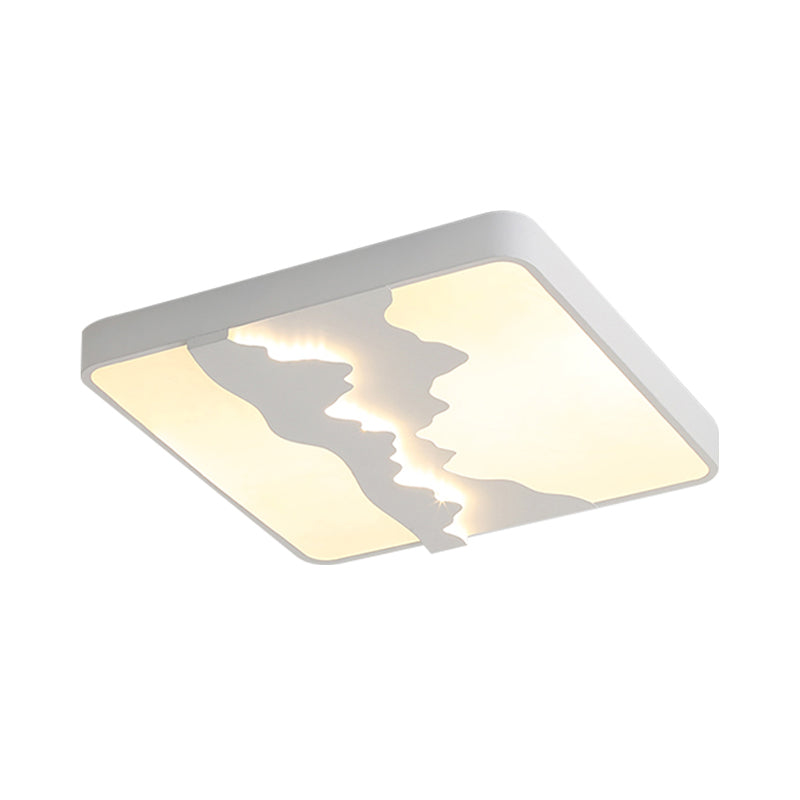 Metal Square Ceiling Lighting Modern Gray/White 16"/19.5" Wide LED Flush Mount Lamp, Warm/White Light Clearhalo 'Ceiling Lights' 'Close To Ceiling Lights' 'Close to ceiling' 'Flush mount' Lighting' 294408