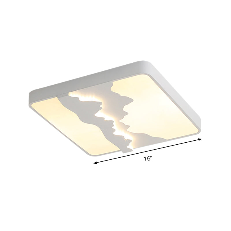 Metal Square Ceiling Lighting Modern Gray/White 16"/19.5" Wide LED Flush Mount Lamp, Warm/White Light Clearhalo 'Ceiling Lights' 'Close To Ceiling Lights' 'Close to ceiling' 'Flush mount' Lighting' 294409