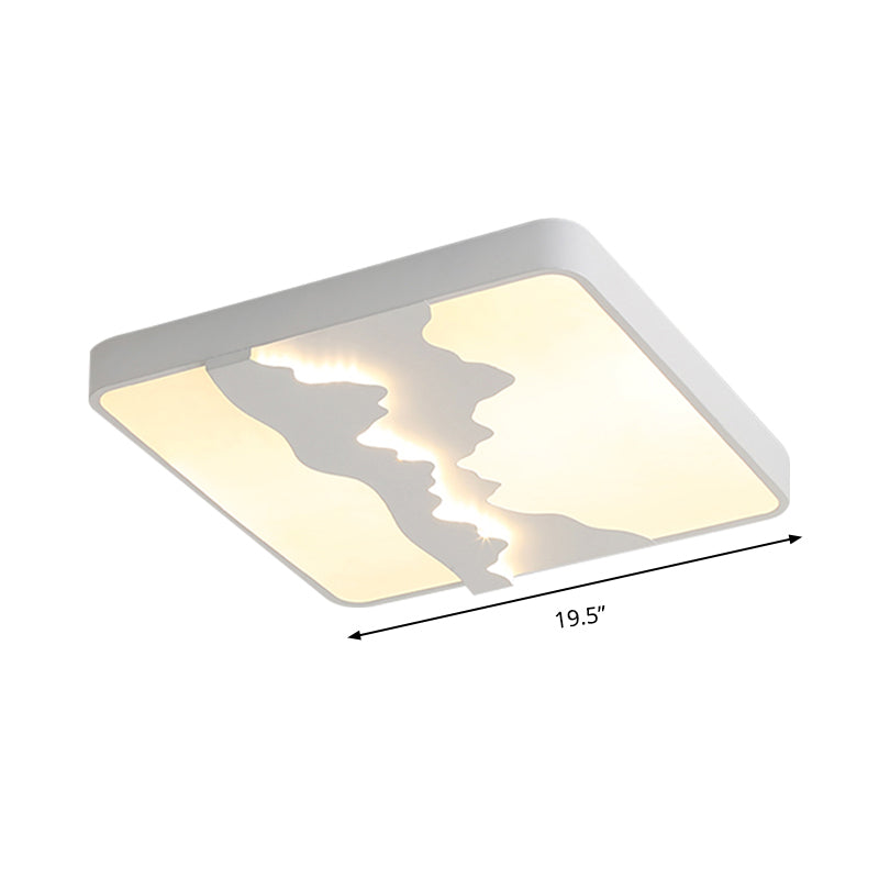 Metal Square Ceiling Lighting Modern Gray/White 16"/19.5" Wide LED Flush Mount Lamp, Warm/White Light Clearhalo 'Ceiling Lights' 'Close To Ceiling Lights' 'Close to ceiling' 'Flush mount' Lighting' 294410