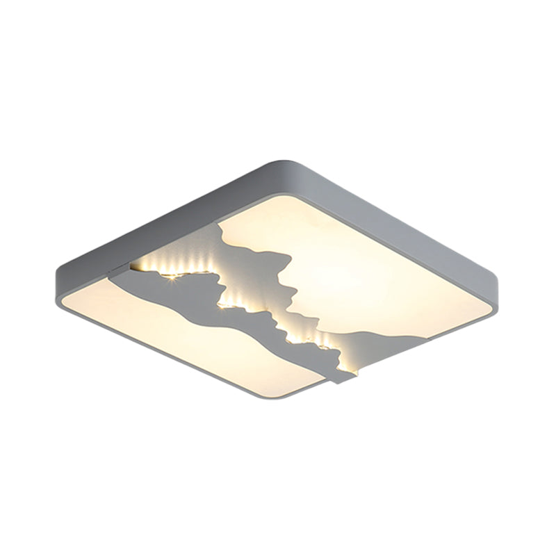 Metal Square Ceiling Lighting Modern Gray/White 16"/19.5" Wide LED Flush Mount Lamp, Warm/White Light Clearhalo 'Ceiling Lights' 'Close To Ceiling Lights' 'Close to ceiling' 'Flush mount' Lighting' 294415