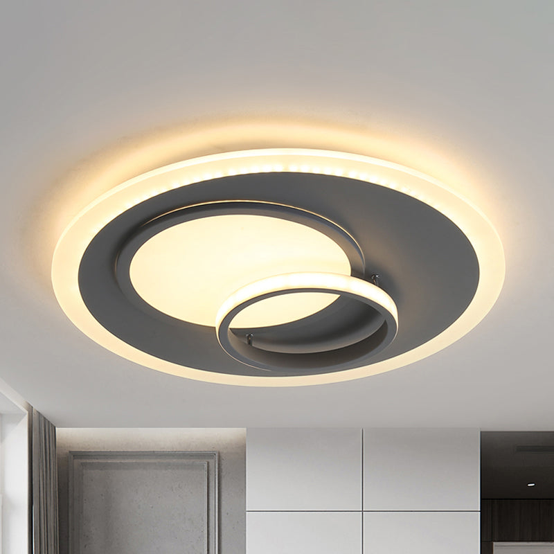 Acrylic Round Flush Mount Lamp Contemporary Gray 16"/19.5" Wide LED Ceiling Fixture, Warm/White Light Clearhalo 'Ceiling Lights' 'Close To Ceiling Lights' 'Close to ceiling' 'Flush mount' Lighting' 294435