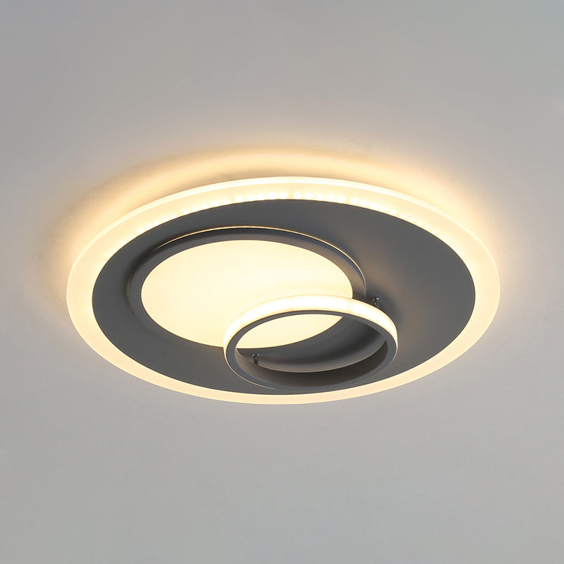 Acrylic Round Flush Mount Lamp Contemporary Gray 16"/19.5" Wide LED Ceiling Fixture, Warm/White Light Clearhalo 'Ceiling Lights' 'Close To Ceiling Lights' 'Close to ceiling' 'Flush mount' Lighting' 294436