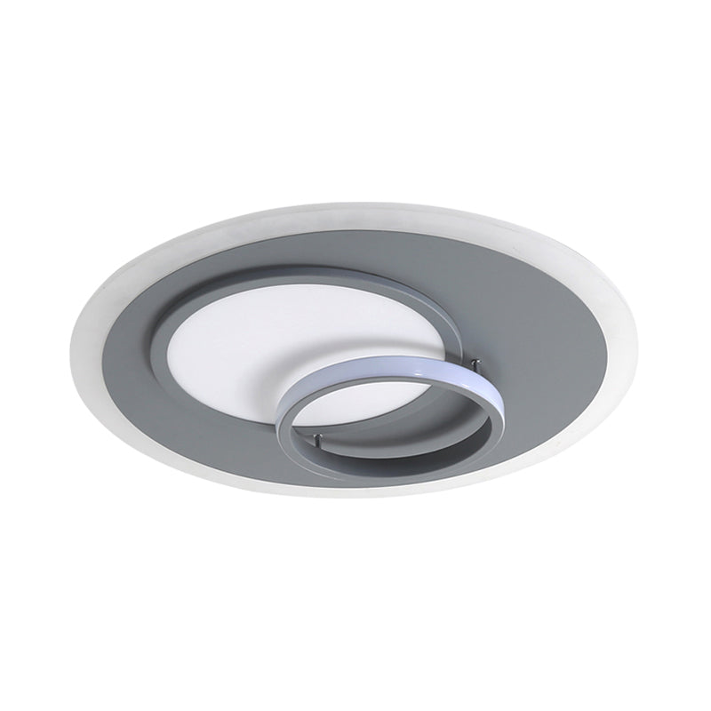 Acrylic Round Flush Mount Lamp Contemporary Gray 16"/19.5" Wide LED Ceiling Fixture, Warm/White Light Clearhalo 'Ceiling Lights' 'Close To Ceiling Lights' 'Close to ceiling' 'Flush mount' Lighting' 294438
