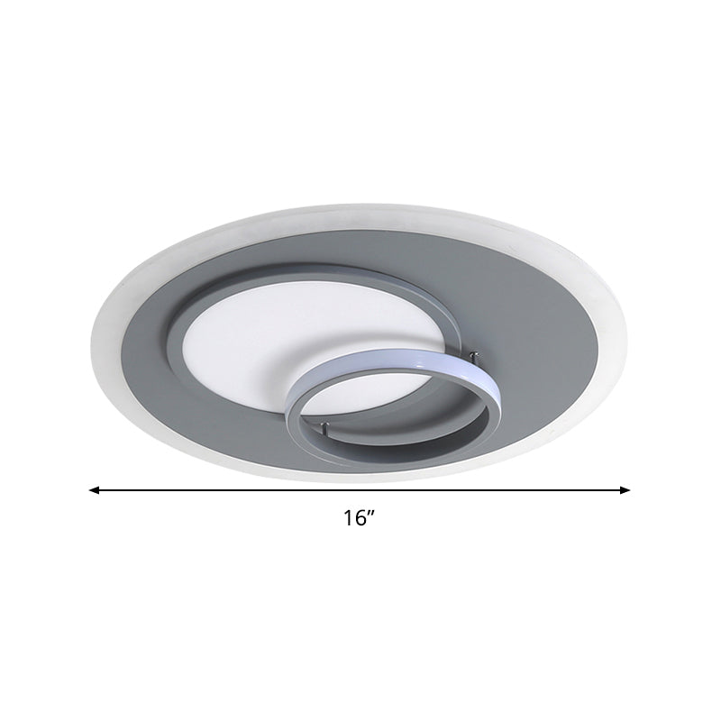 Acrylic Round Flush Mount Lamp Contemporary Gray 16"/19.5" Wide LED Ceiling Fixture, Warm/White Light Clearhalo 'Ceiling Lights' 'Close To Ceiling Lights' 'Close to ceiling' 'Flush mount' Lighting' 294439
