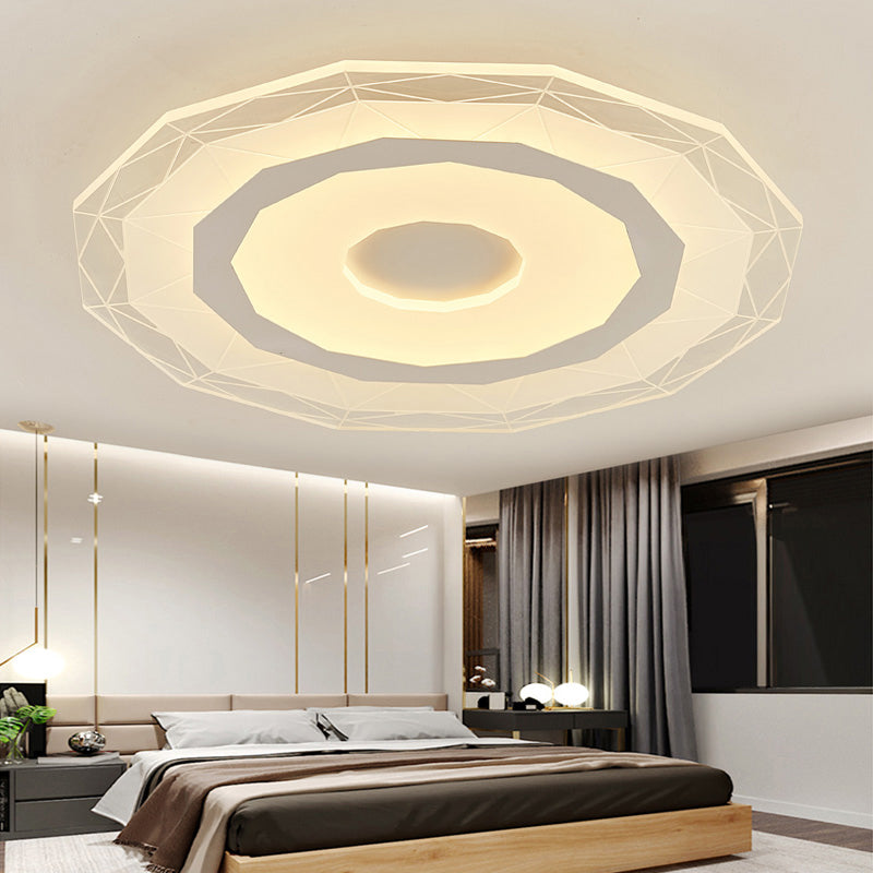 19.5"/23.5" Wide Ultra-Thin Ceiling Lamp Simple Style Acrylic White LED Flush Mount Fixture in Warm/White/Outer White Inner Warm Light White Warm Clearhalo 'Ceiling Lights' 'Close To Ceiling Lights' 'Close to ceiling' 'Flush mount' Lighting' 294474
