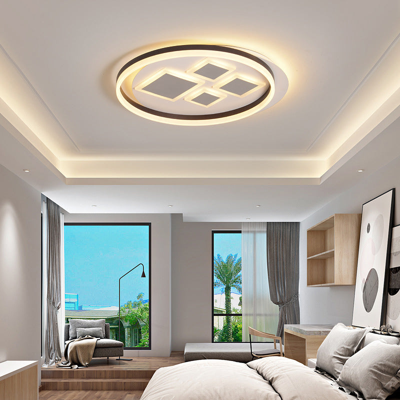 Coffee Rhombus Flush Mount Lamp Contemporary Acrylic LED Ceiling Fixture for Bedroom Clearhalo 'Ceiling Lights' 'Close To Ceiling Lights' 'Close to ceiling' 'Flush mount' Lighting' 294558