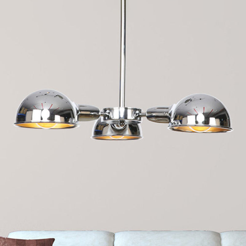 Dome Metal Semi Flush Industrial 3-Light Living Room Semi Flush Mount Ceiling Light in Black/Brass/Chrome Clearhalo 'Ceiling Lights' 'Close To Ceiling Lights' 'Close to ceiling' 'Semi-flushmount' Lighting' 294562