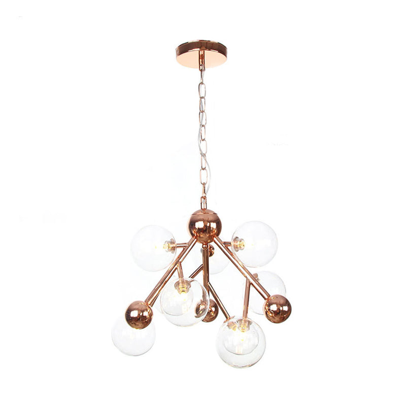 9 Lights Globe Chandelier Lighting Vintage Clear/Amber/Smoke Gray Glass Pendant Light Fixture for Indoor Clear Clearhalo 'Ceiling Lights' 'Chandeliers' 'Clear' 'Glass shade' 'Glass' 'Industrial Chandeliers' 'Industrial' 'Middle Century Chandeliers' 'Modern' 'Tiffany' 'Traditional Chandeliers' Lighting' 294586