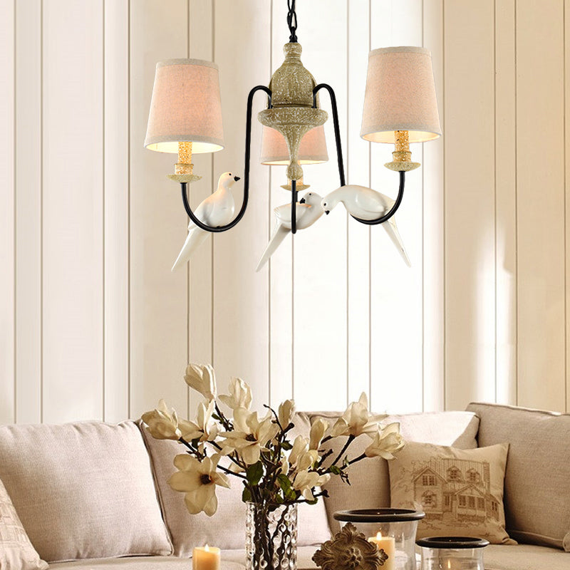 Barrel Pendant Chandelier Light Nordic Fabric 3/6 Heads Light Tan Hanging Ceiling Light Clearhalo 'Ceiling Lights' 'Chandeliers' 'Modern Chandeliers' 'Modern' Lighting' 294639