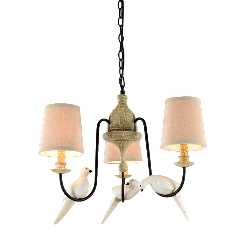 Barrel Pendant Chandelier Light Nordic Fabric 3/6 Heads Light Tan Hanging Ceiling Light Clearhalo 'Ceiling Lights' 'Chandeliers' 'Modern Chandeliers' 'Modern' Lighting' 294640