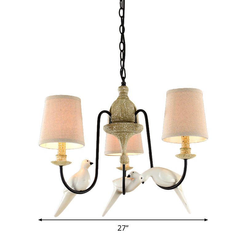 Barrel Pendant Chandelier Light Nordic Fabric 3/6 Heads Light Tan Hanging Ceiling Light Clearhalo 'Ceiling Lights' 'Chandeliers' 'Modern Chandeliers' 'Modern' Lighting' 294641