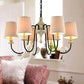 Barrel Pendant Chandelier Light Nordic Fabric 3/6 Heads Light Tan Hanging Ceiling Light 6 Light Tan Clearhalo 'Ceiling Lights' 'Chandeliers' 'Modern Chandeliers' 'Modern' Lighting' 294642