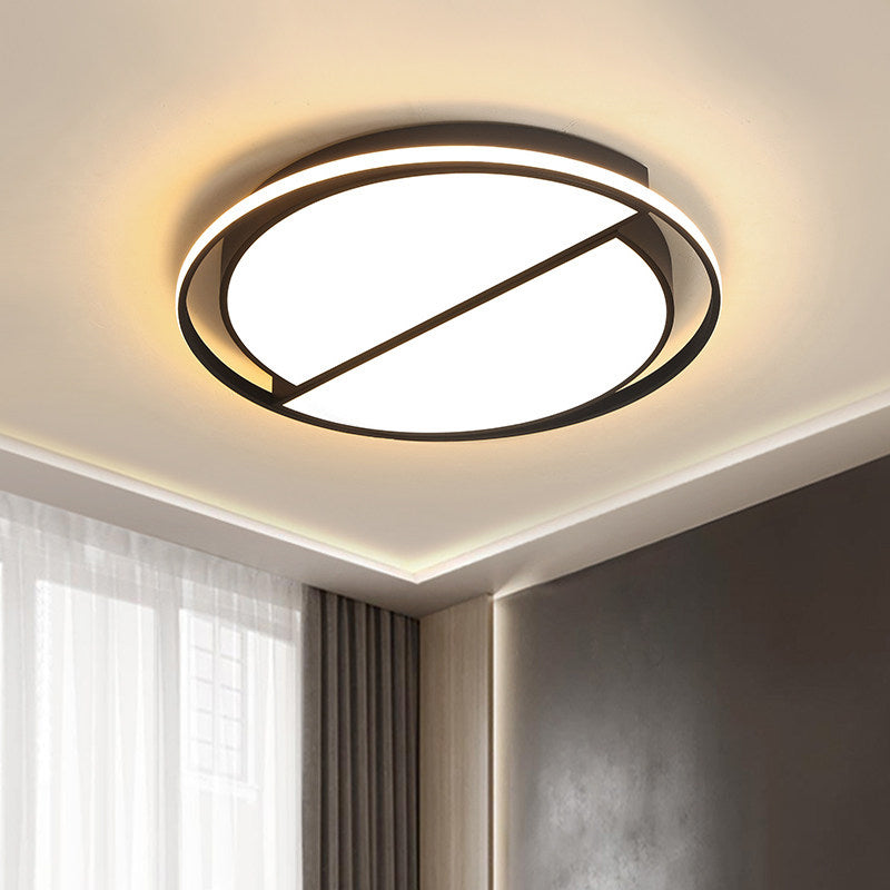 Circular Acrylic Ceiling Lamp Minimalist Black LED Flush Mount Light in White/3 Color Light for Bedroom Black 3 Color Clearhalo 'Ceiling Lights' 'Close To Ceiling Lights' 'Close to ceiling' 'Flush mount' Lighting' 294742