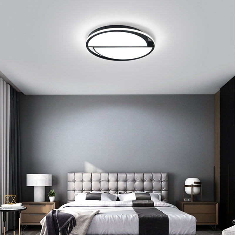 Circular Acrylic Ceiling Lamp Minimalist Black LED Flush Mount Light in White/3 Color Light for Bedroom Black White Clearhalo 'Ceiling Lights' 'Close To Ceiling Lights' 'Close to ceiling' 'Flush mount' Lighting' 294744