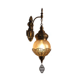 Globe/Oval Crackle Glass Wall Lamp Vintage 1 Light Dining Room Sconce Light Fixture in Bronze Clearhalo 'Wall Lamps & Sconces' 'Wall Lights' Lighting' 294824