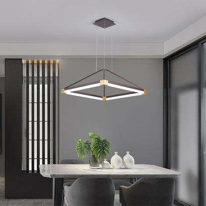 Rhombus Pendant Light Fixture Modern Metal White/Coffee LED Hanging Chandelier in Warm/White Light, 18"/23.5"/31.5" Wide Coffee White Clearhalo 'Ceiling Lights' 'Chandeliers' 'Modern Chandeliers' 'Modern' Lighting' 294847