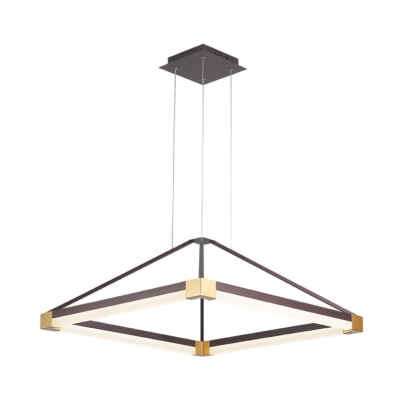 Rhombus Pendant Light Fixture Modern Metal White/Coffee LED Hanging Chandelier in Warm/White Light, 18"/23.5"/31.5" Wide Clearhalo 'Ceiling Lights' 'Chandeliers' 'Modern Chandeliers' 'Modern' Lighting' 294848