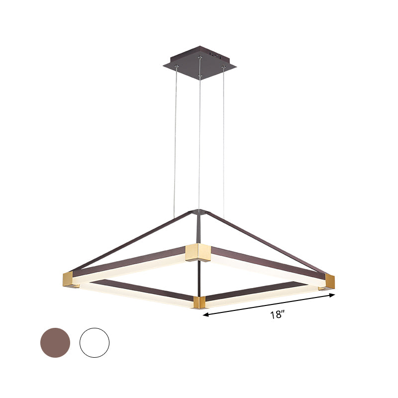 Rhombus Pendant Light Fixture Modern Metal White/Coffee LED Hanging Chandelier in Warm/White Light, 18"/23.5"/31.5" Wide Clearhalo 'Ceiling Lights' 'Chandeliers' 'Modern Chandeliers' 'Modern' Lighting' 294849