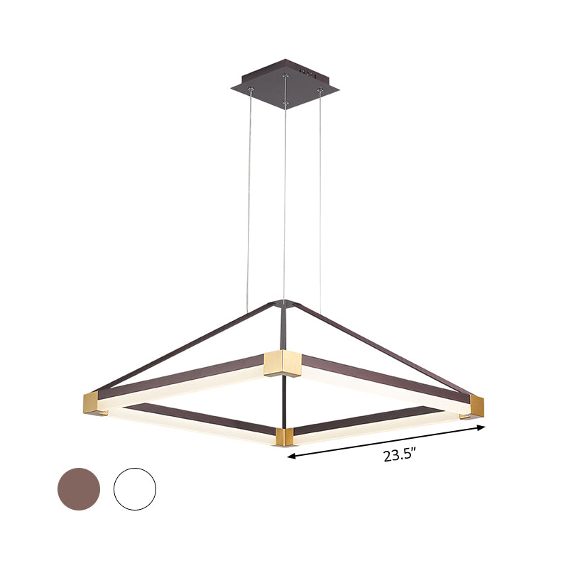 Rhombus Pendant Light Fixture Modern Metal White/Coffee LED Hanging Chandelier in Warm/White Light, 18"/23.5"/31.5" Wide Clearhalo 'Ceiling Lights' 'Chandeliers' 'Modern Chandeliers' 'Modern' Lighting' 294850