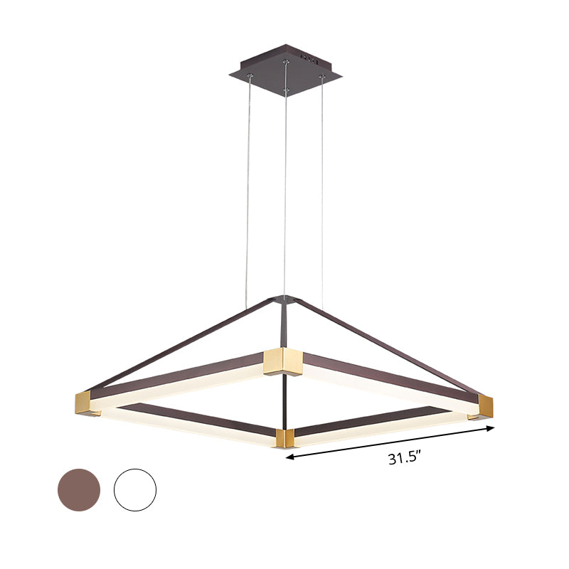 Rhombus Pendant Light Fixture Modern Metal White/Coffee LED Hanging Chandelier in Warm/White Light, 18"/23.5"/31.5" Wide Clearhalo 'Ceiling Lights' 'Chandeliers' 'Modern Chandeliers' 'Modern' Lighting' 294851