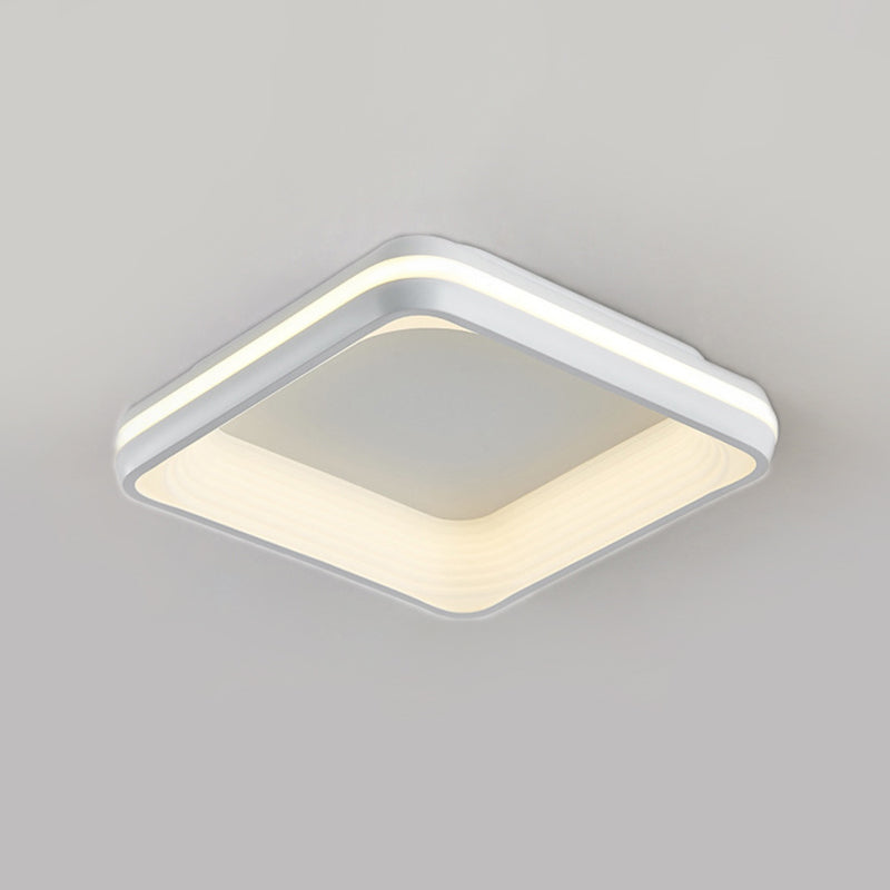 Metal Square Flush Light Simple Style White 19"/25" Wide LED Ceiling Mounted Fixture in 3 Color Light/Remote Control Stepless Dimming Clearhalo 'Ceiling Lights' 'Close To Ceiling Lights' 'Close to ceiling' 'Flush mount' Lighting' 294875