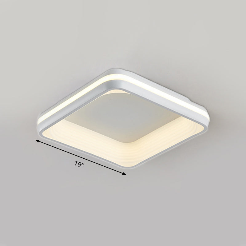 Metal Square Flush Light Simple Style White 19"/25" Wide LED Ceiling Mounted Fixture in 3 Color Light/Remote Control Stepless Dimming Clearhalo 'Ceiling Lights' 'Close To Ceiling Lights' 'Close to ceiling' 'Flush mount' Lighting' 294876